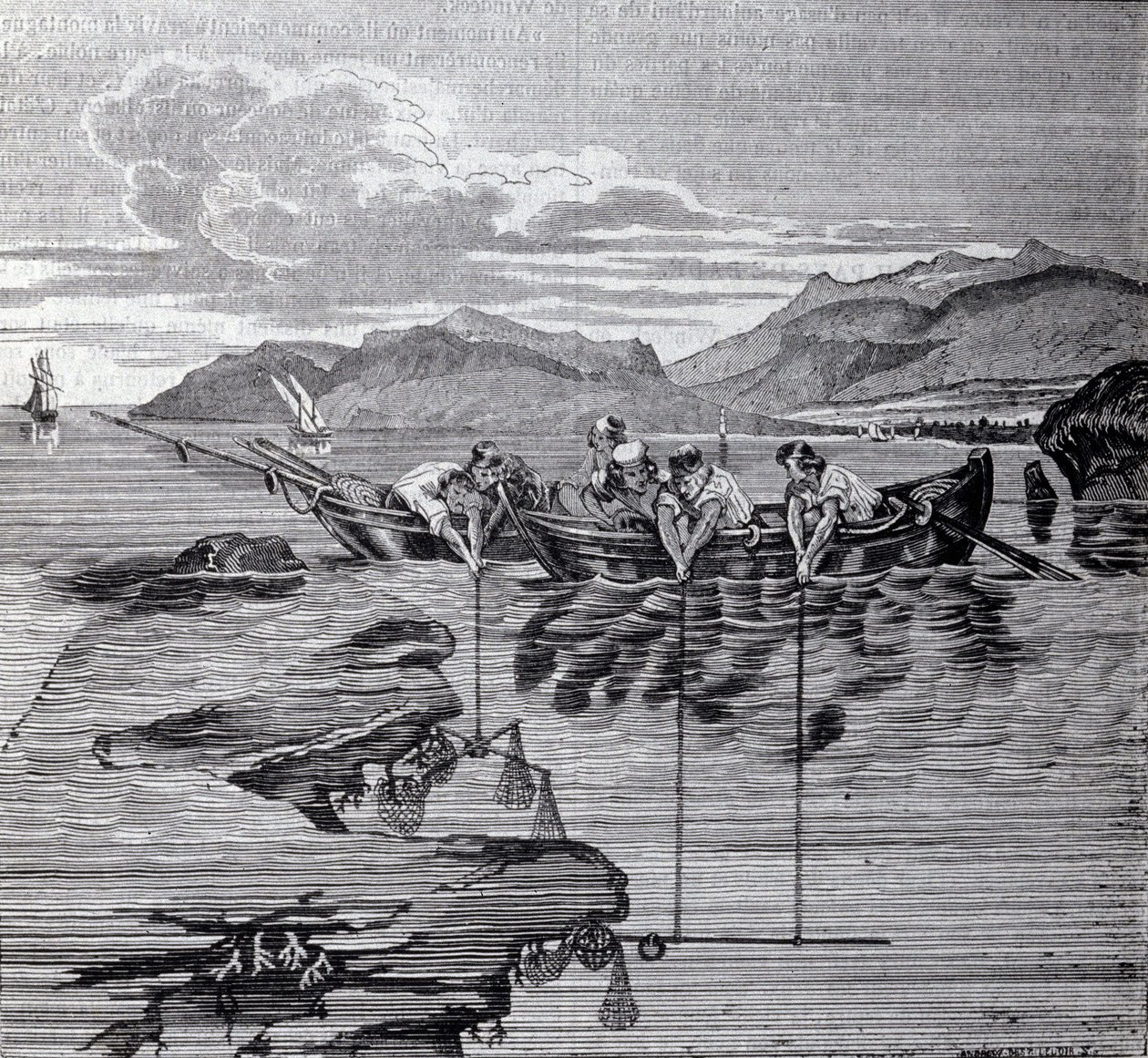 Korallfiske med hjälp av salaber och redskap. av Unknown artist