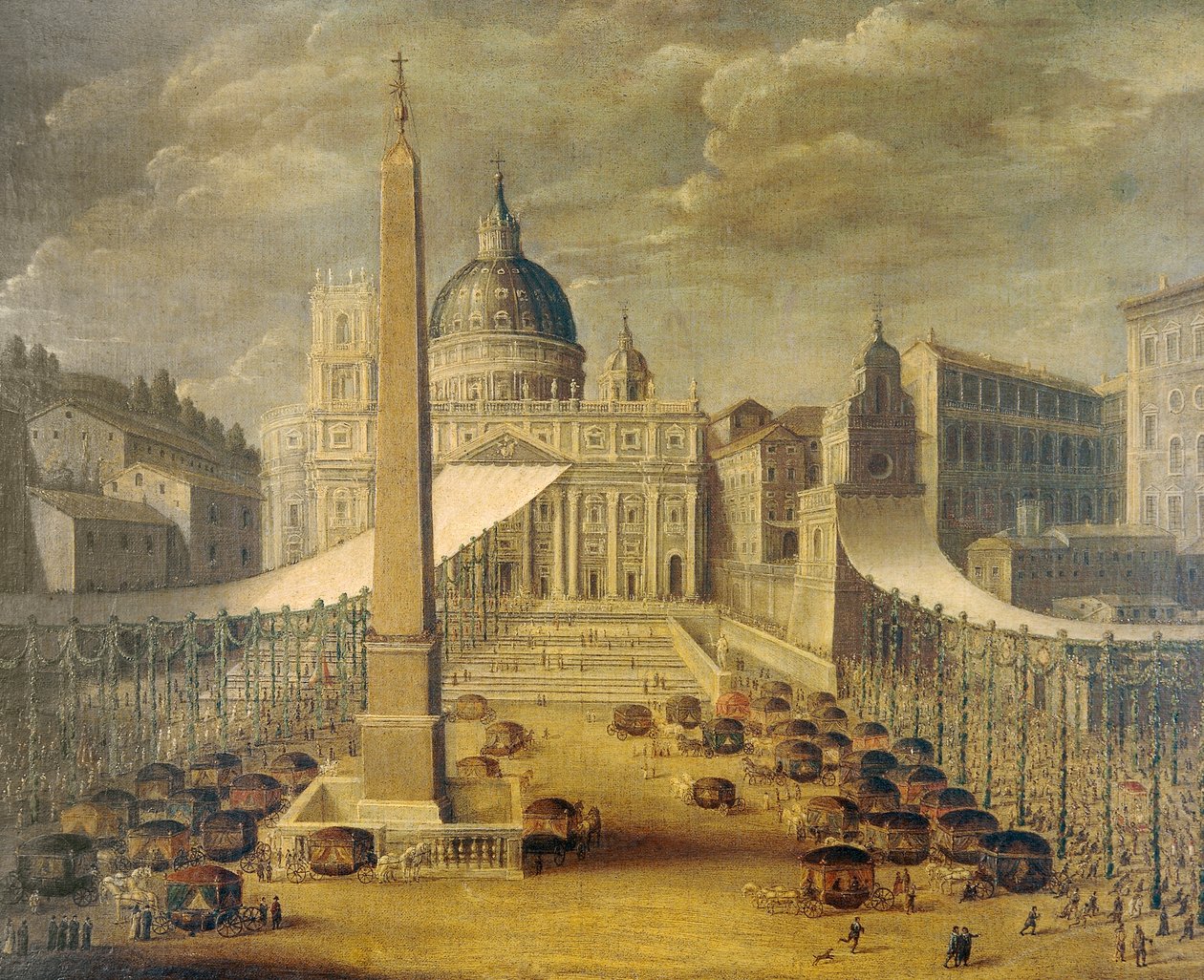 Corpus Christi procession på Petersplatsen vid tiden för påven Innocentius X, ca 1646, av en okänd konstnär, olja på duk av Unknown artist