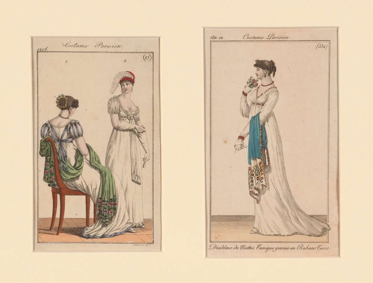 "Costume Parisien" Modeplanscher från Journal des Dames et Des Modes och Costume Parisien (The Journal of Ladies and Fashion) av Unknown artist