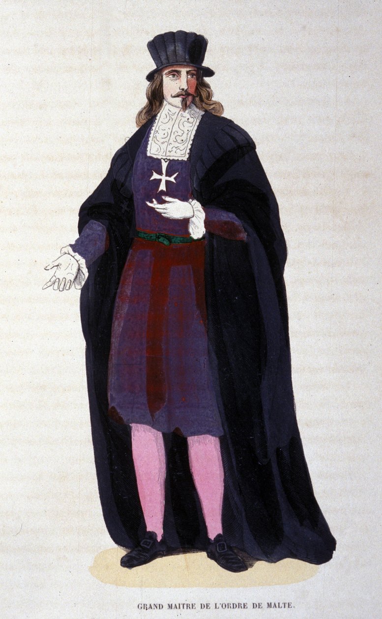 Dräkt för stormästaren av Maltas orden. gravyr från början av 1800-talet av Unknown artist