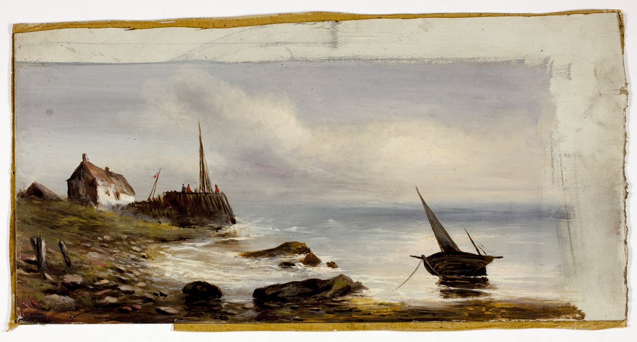 Stuga vid stranden av Unknown artist