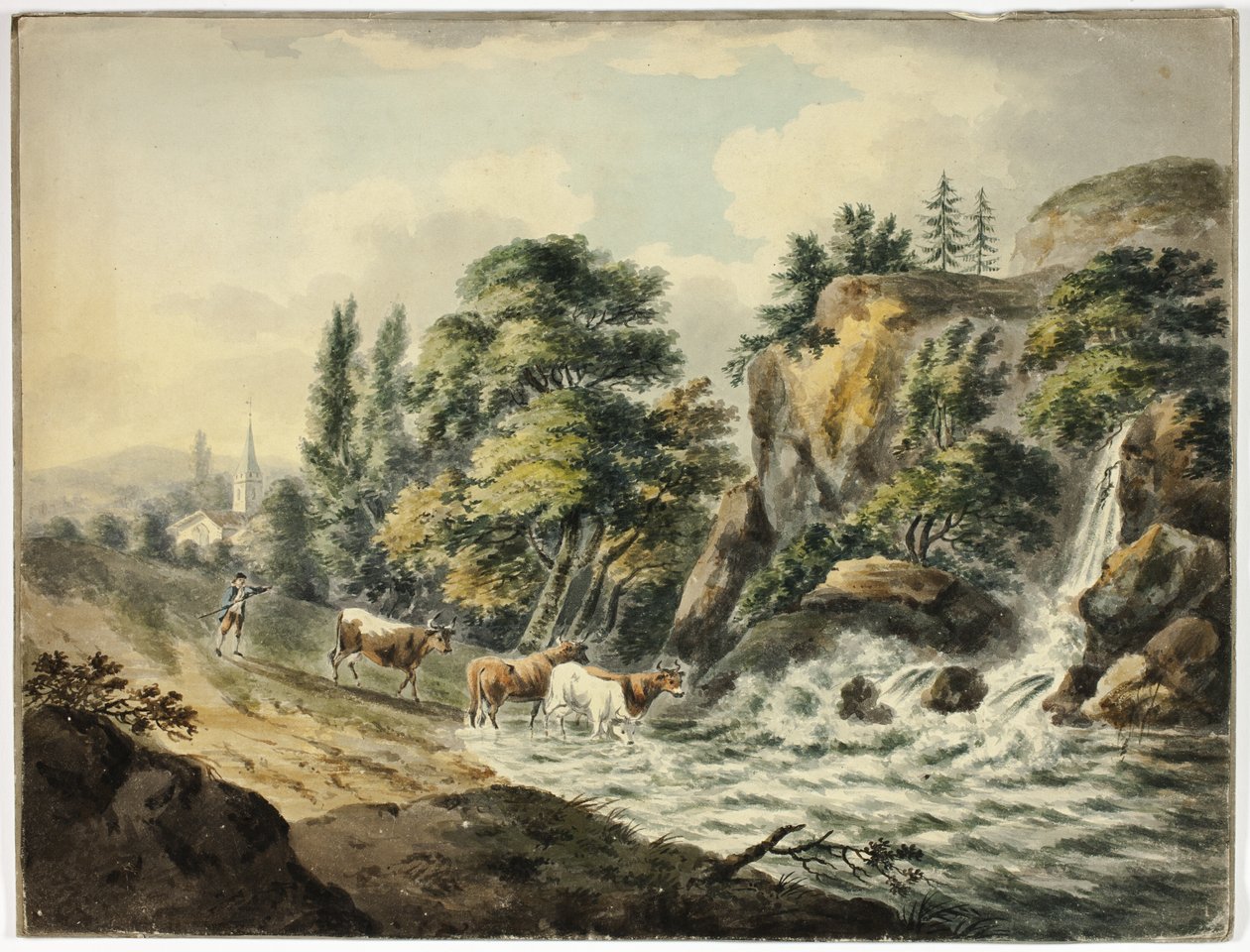 Kobesättning drivs till floden av Unknown artist