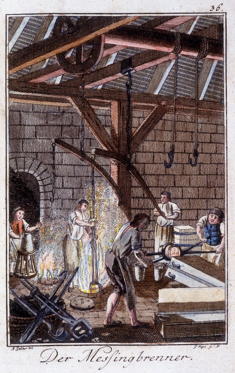 Hantverk: mässingstillverkaren i sin verkstad. I”” Omfattande beskrivning av konsthantverk och workshops för ungdomar””” av Johan Peter Vue. Ed. Nürnberg, Weigel och Schneider av Unknown artist