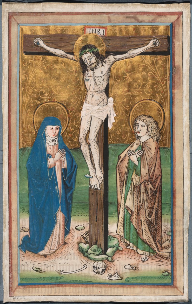 Korsfästelse med Jungfru Maria och Sankt Johannes (recto); Saint Sebald med donatorerna Paul Volkmayr och Sebald Schreyer (verso) av Unknown artist