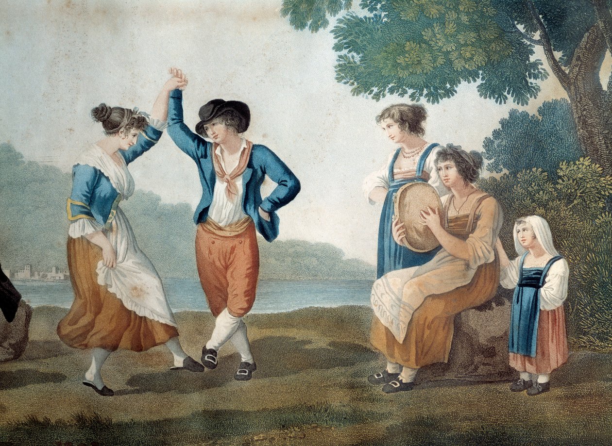 Dansare i Frascati nära Rom, Italien Anonym målning av Unknown artist