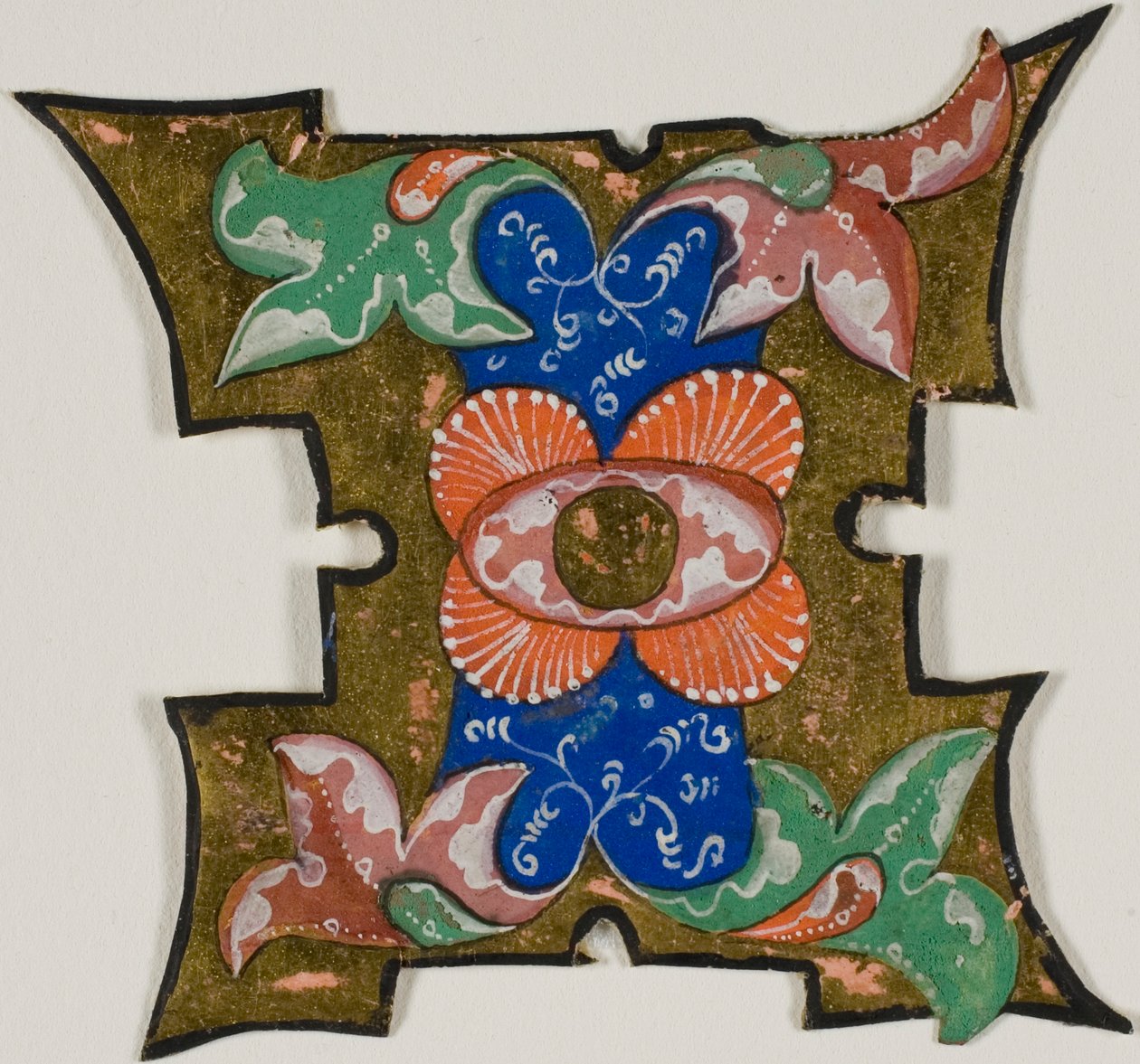 Initialbokstaven "I" dekorerad med blad från en körbok av Unknown artist
