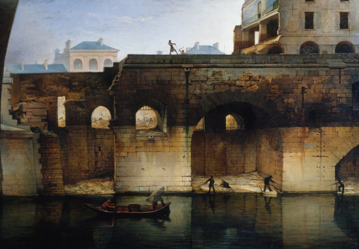 Rivning av det gamla Hôtel-Dieu; "cagnards", 1878 (olja på duk) av Unknown artist