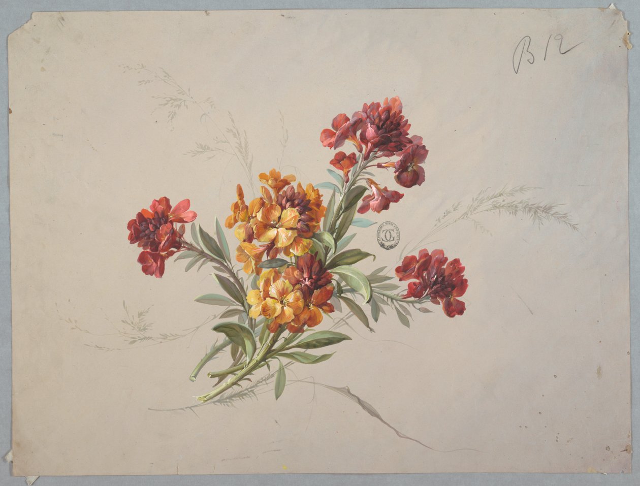 Design för tapeter och textil: Blommor av Unknown artist