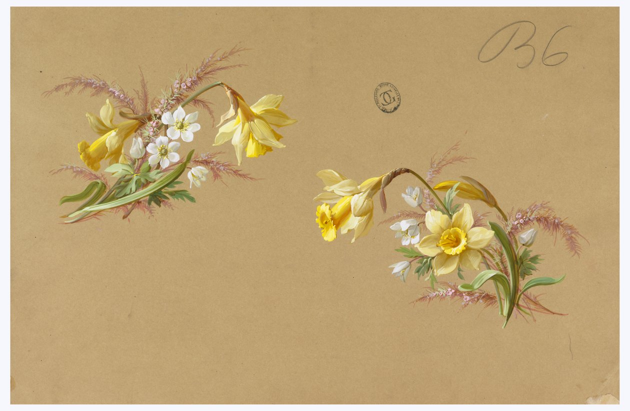 Design för tapeter och textil: Blommor av Unknown artist