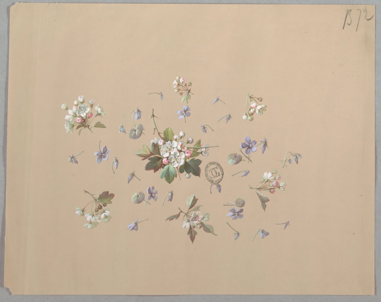 Design för tapeter och textilier: Blommor av Unknown artist