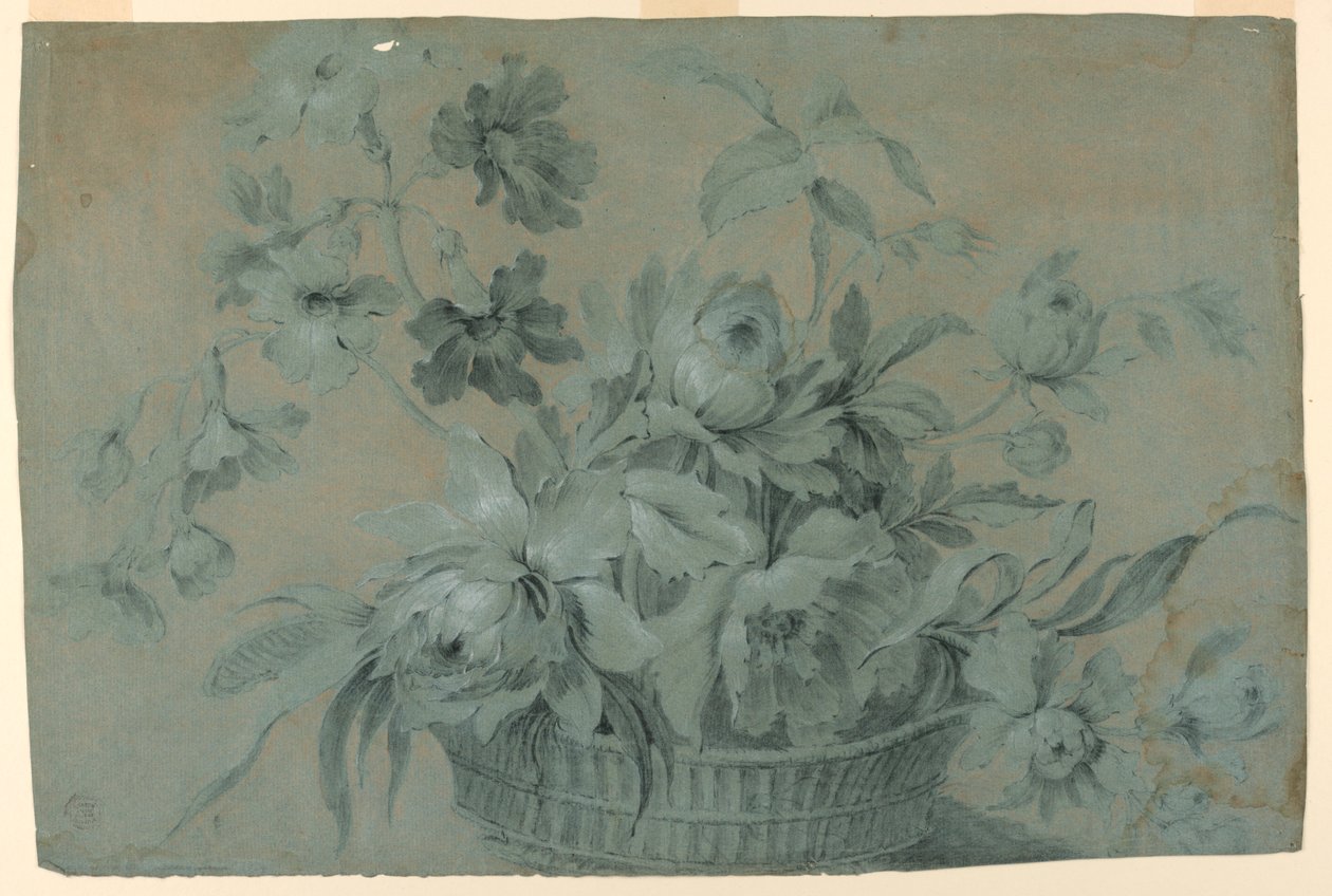 Design för ett blomsterkorgmotiv av Unknown artist