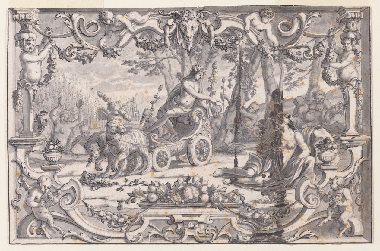 Design för en gobeläng: Bacchus och Ariadne av Unknown artist