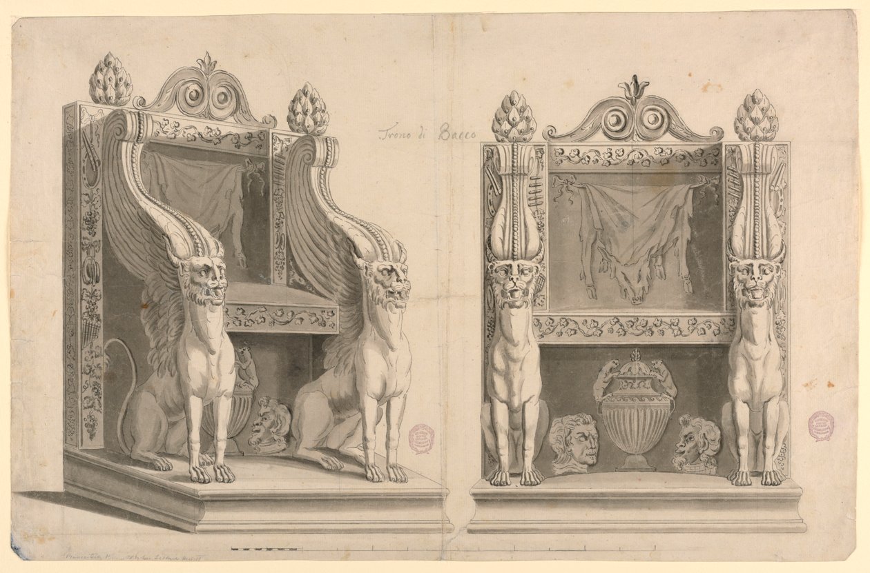 Design för en tron av prästen av Bacchus, efter antik marmor av Unknown artist