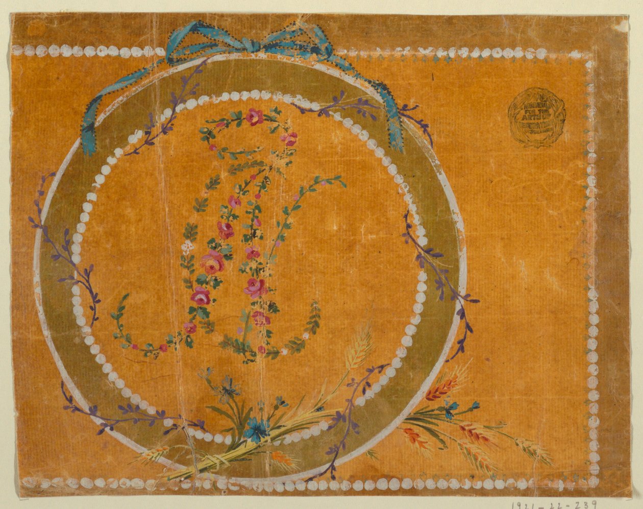 Design för en broderad eller vävd medaljong av Unknown artist