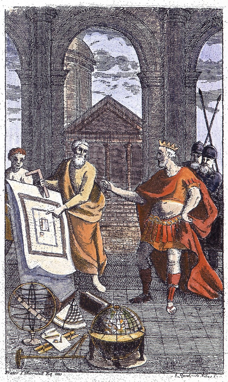 Detalj från 27797: "" Histoire obligations et statutes de la très ärevördiga Confraternity des Francs-Masons"": Frontispice graverad av Reinhardt Jr. (1742), för det berömda verket av den tredjes bror, där är översatta de väsentliga avsnitten av Ander av Unknown artist