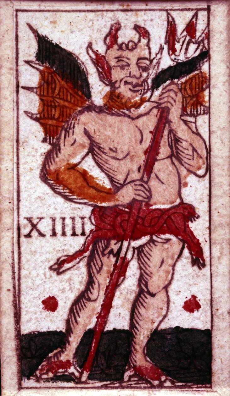 Djävulen avbildad på ett spelkort. 1700-talet. av Unknown artist