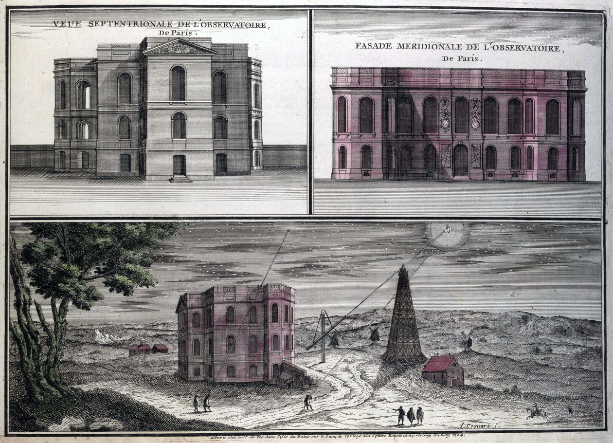 Olika vyer av det astronomiska observatoriet i Paris år 1700. av Unknown artist