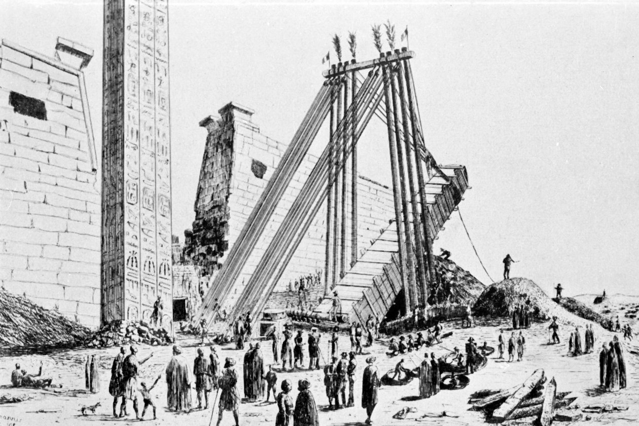 Förskjutning av Luxors obelisk 1829. av Unknown artist
