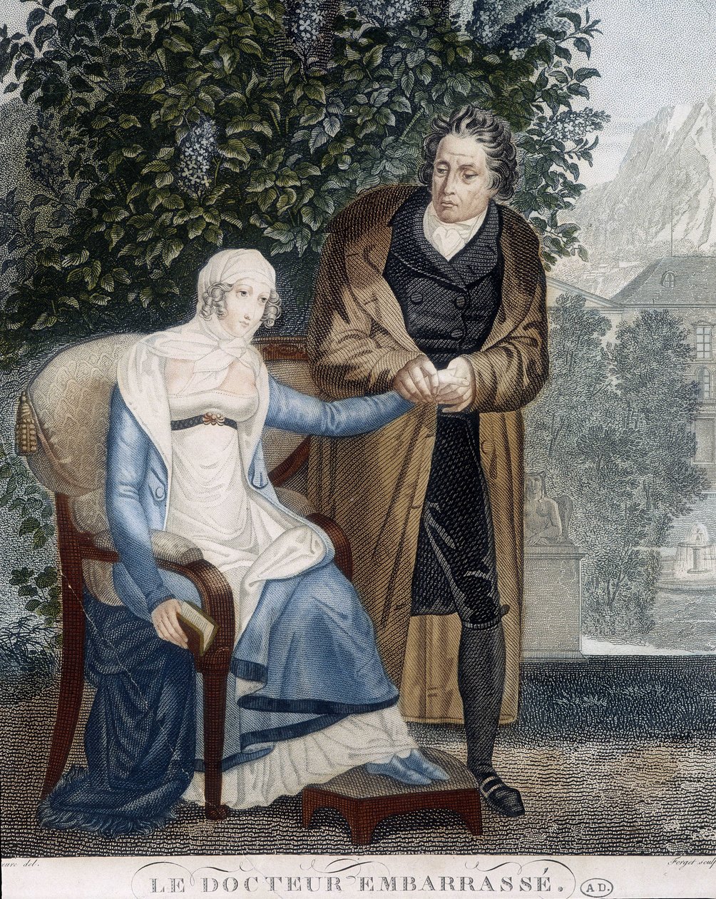 Doctor Embossed (inför en sjuk kvinna). av Unknown artist
