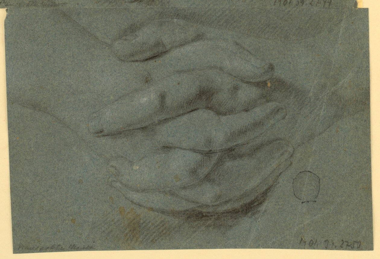 Ritning: Ett arbetsrum för knäppta händer av Unknown artist