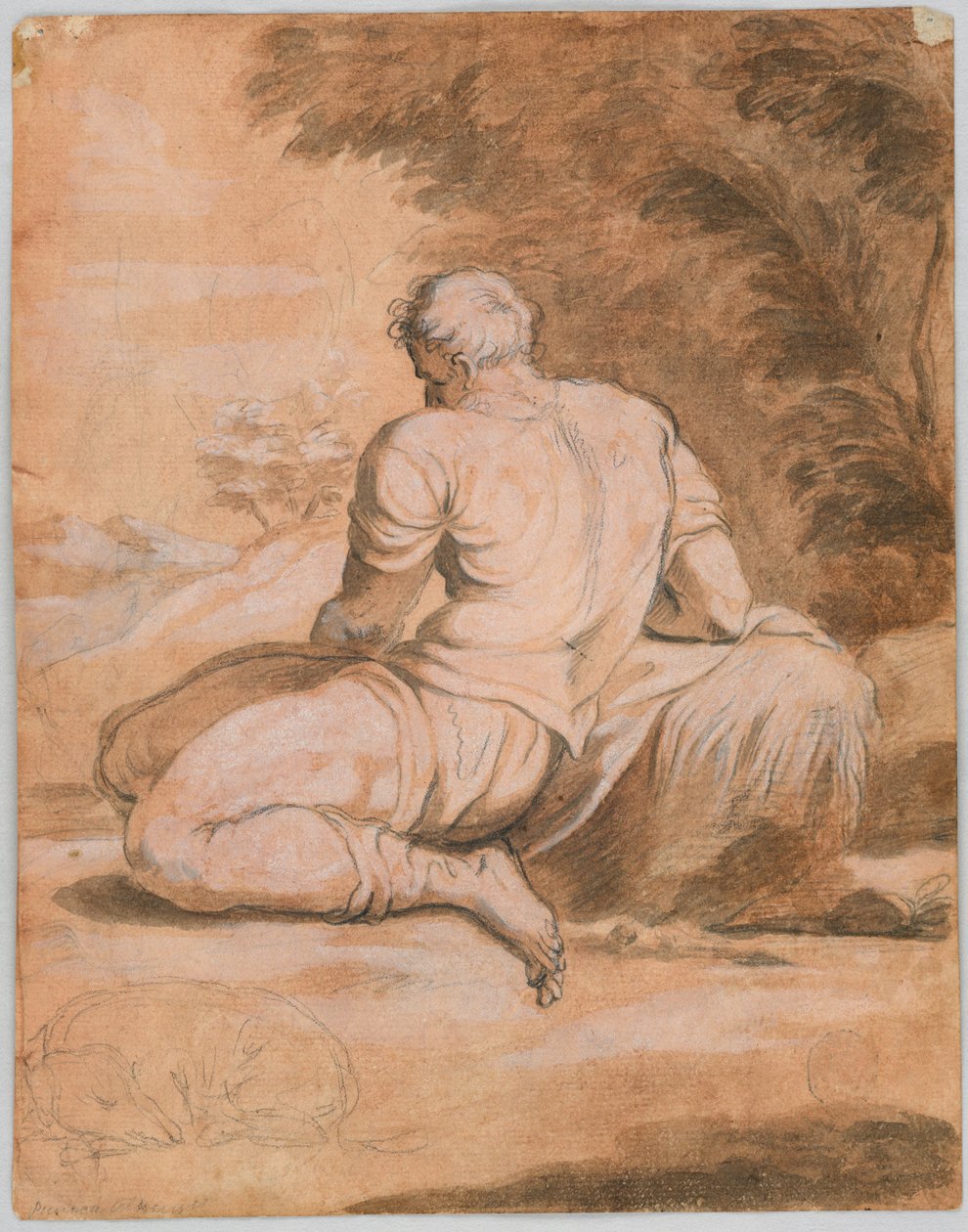 Ritstudie: Narcissus (?) av Unknown artist