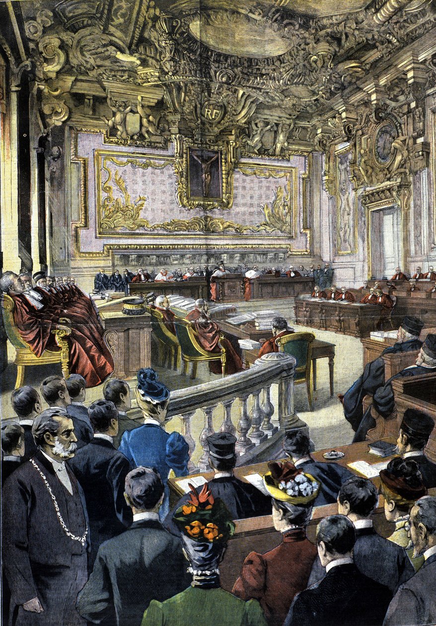 Dreyfus fall. Kassationsdomstolen beordrade omprövning av rättegången. 1899. av Unknown artist