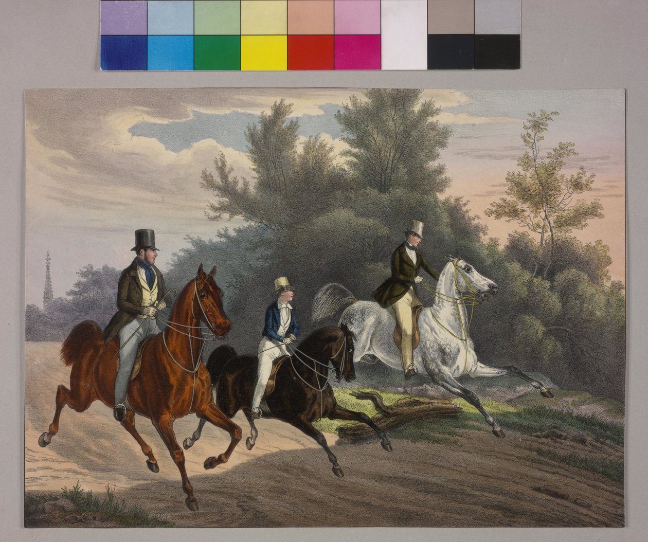 Kejsar Franz Joseph rider med två följeslagare genom Prater av Unknown artist