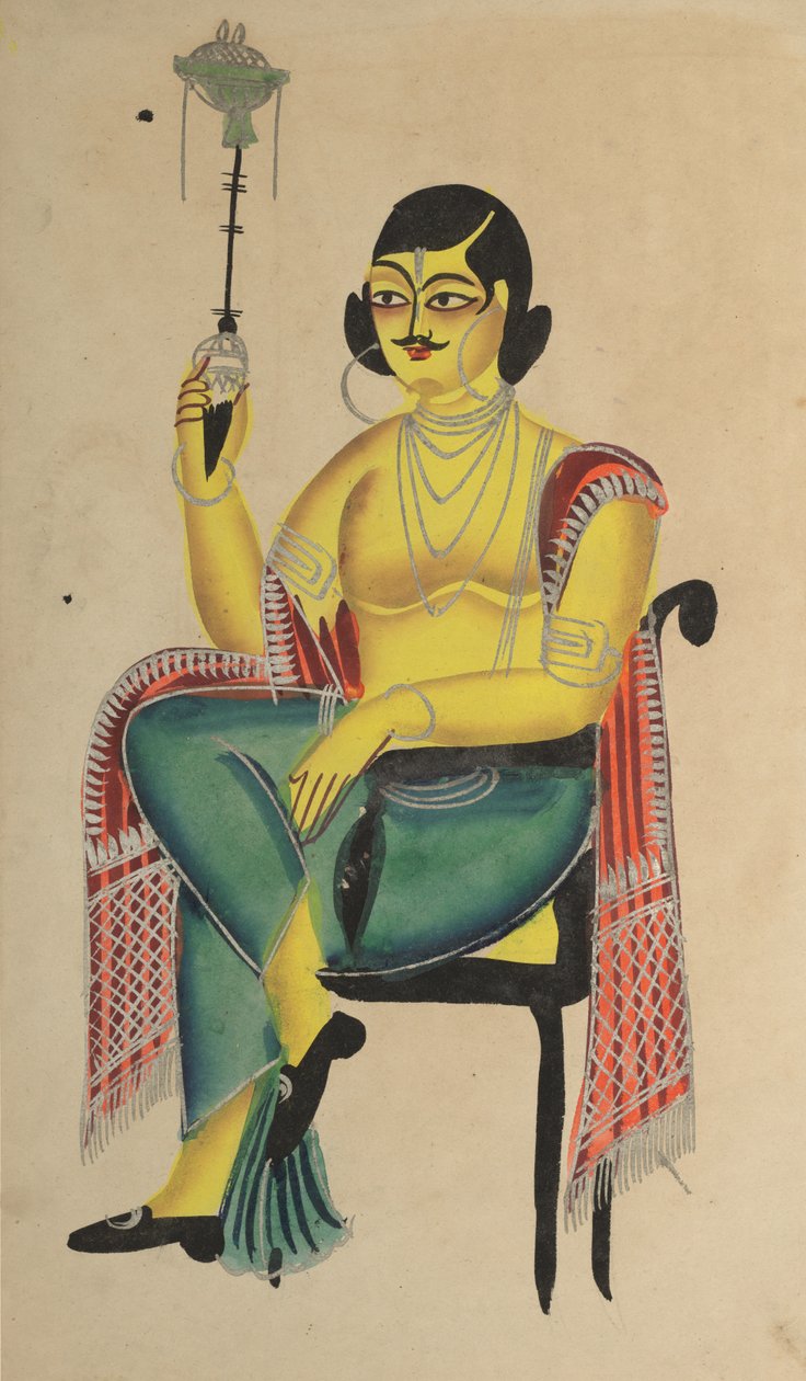 Engelsk Babu (indiansk kontorist) Håller en vattenpipa av Unknown artist