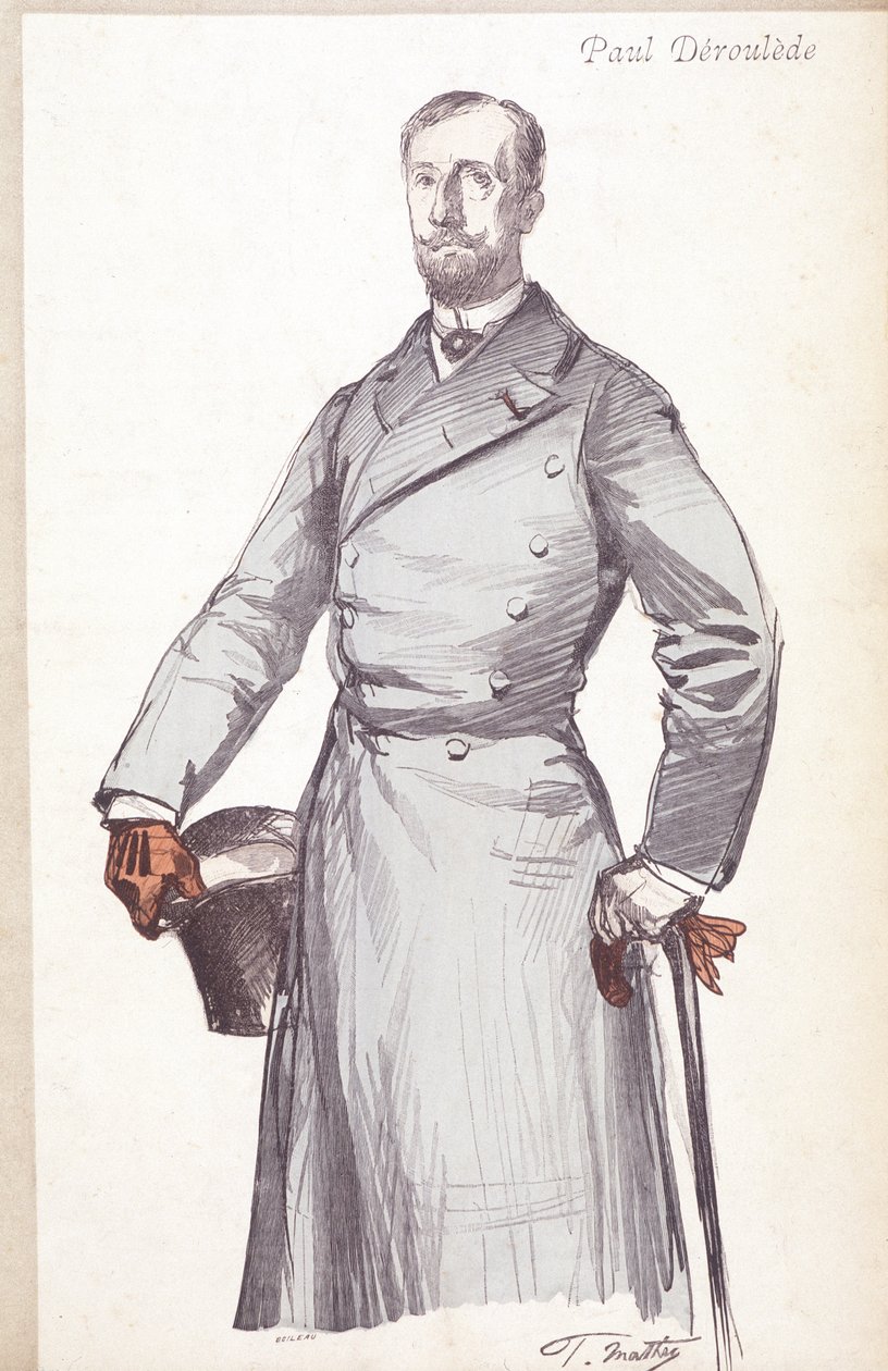 Gravyr av Paul Deroulede (1846-1914), fransk författare och politiker grundare av Boulangisme, som grundade League of Patriotes. av Unknown artist