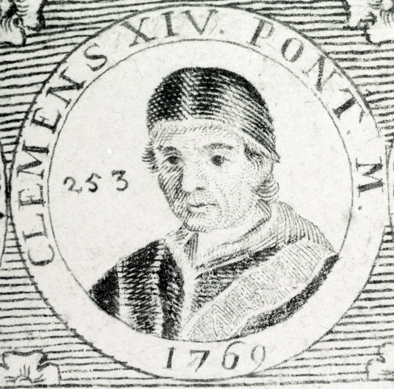 Gravyr av påven Clemens XIV (1705 - 1774). av Unknown artist