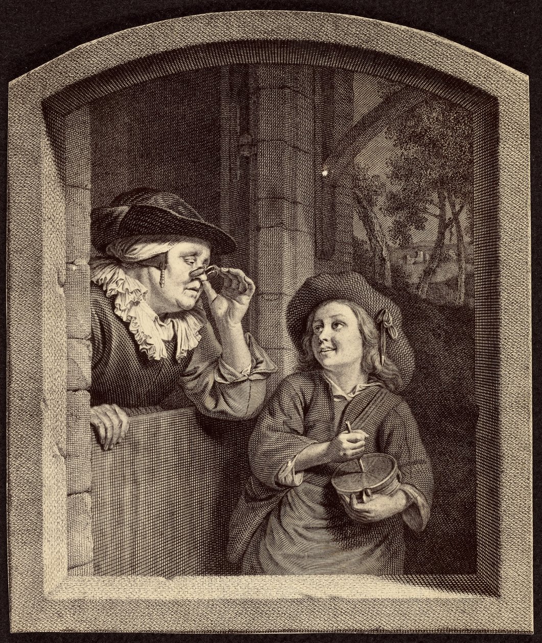 [Gravyr av gammal kvinna och pojke] av Unknown artist
