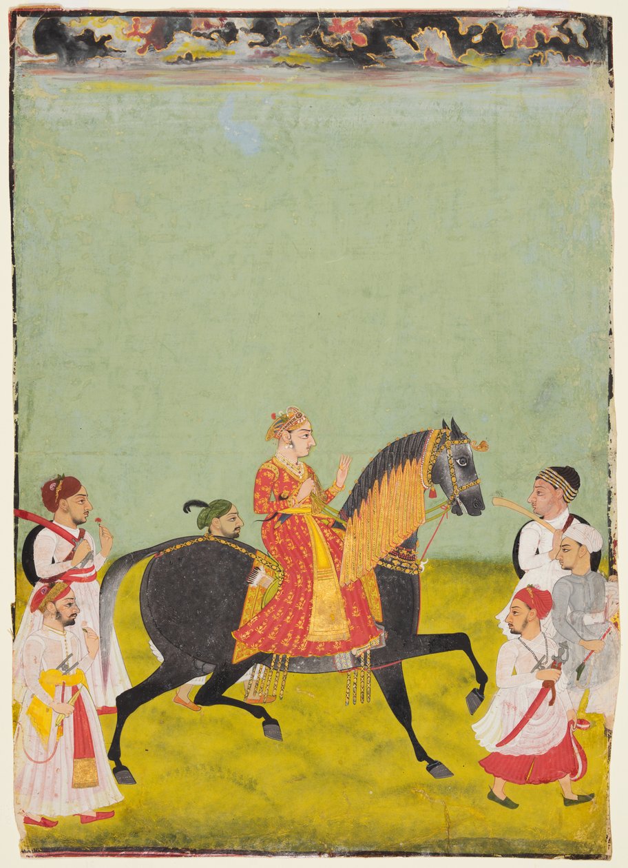 Ridsporträtt av Maharana Raj Singh II av Mewar (f. 1755–62) av Unknown artist