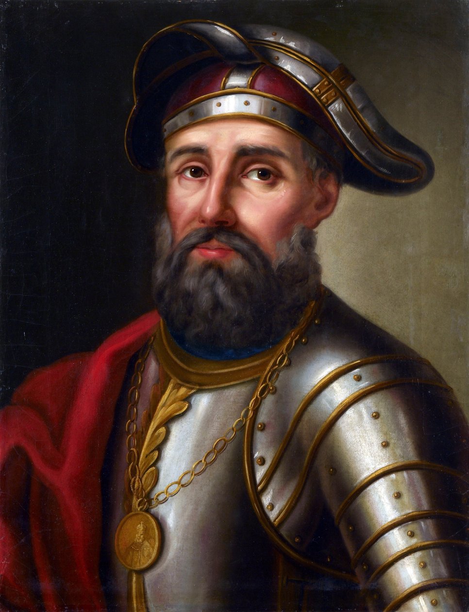 Ermak Timofeievitj - Porträtt av kosackens ledare, erövraren av Sibirien Yermak Timopheyevich (1540-1585), Anonym. Olja på duk av Unknown artist