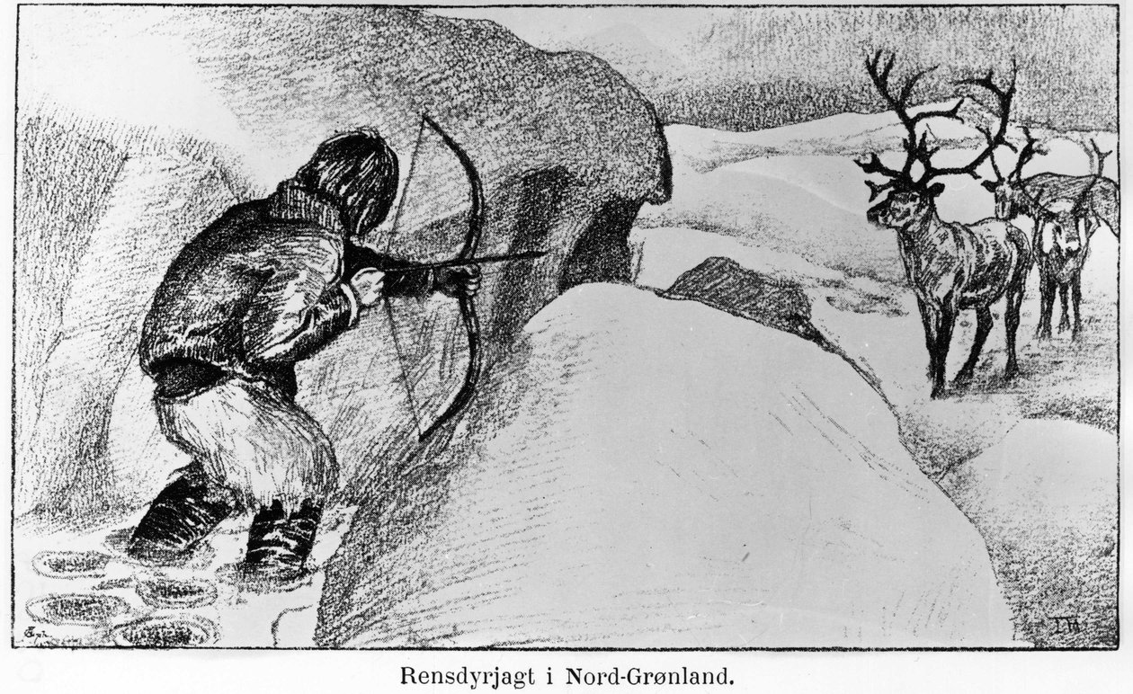 Eskimåjakt med pilbåge - Ervin Astrup, North Blandt Polens Naboer Kistriana av Unknown artist
