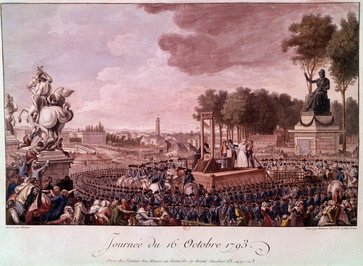 Avrättning av Marie Antoinette: Drottning Marie Antoinette på ställningen den 16 oktober av Unknown artist