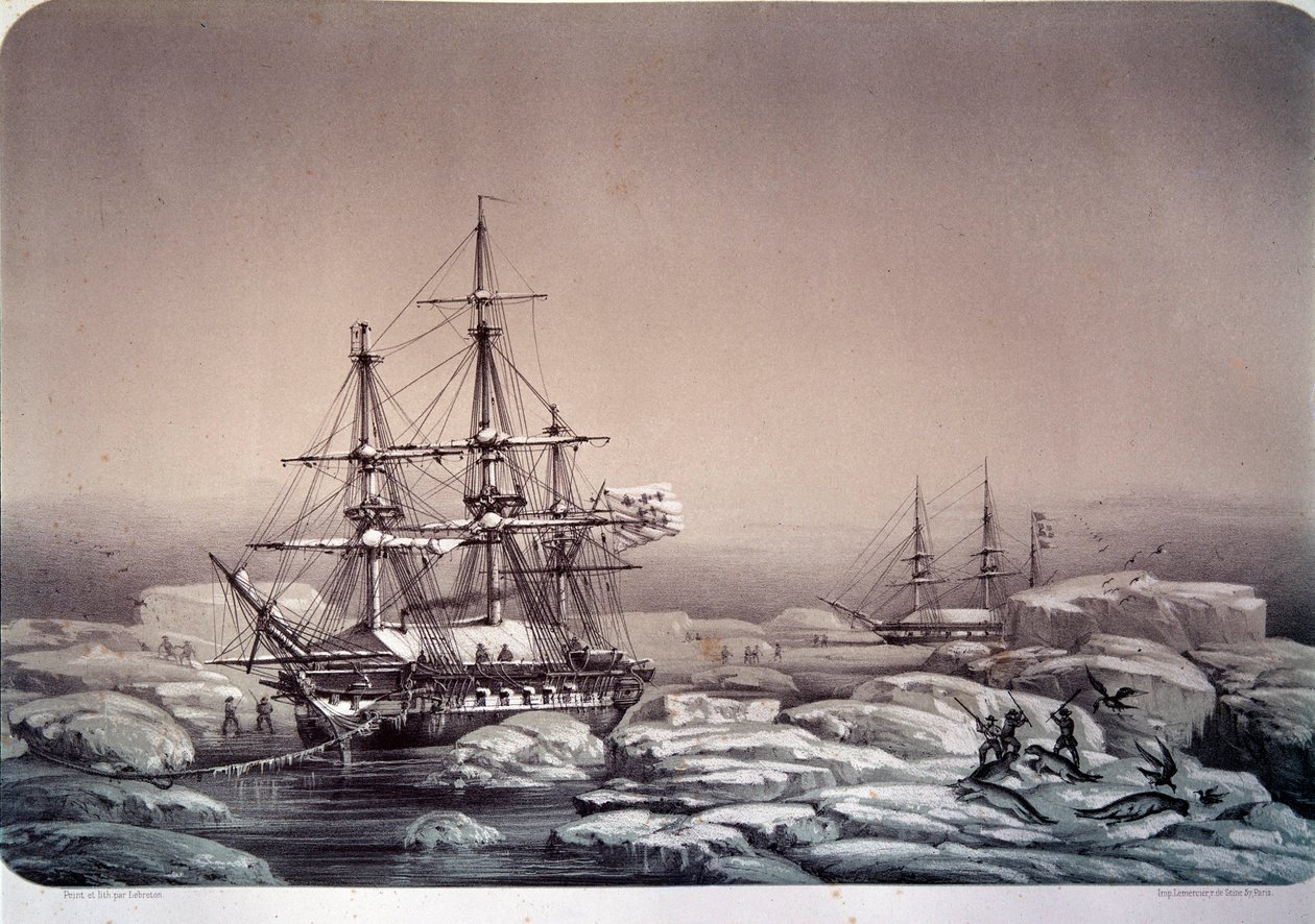 Expeditioner i Antarktis (södra polen): skeppet "" Astrolabe"" (nytt namn på "Shell") av Jules Dumont d