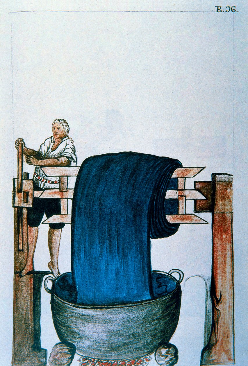 Tygfärg, från boken "Trujillo of Peru" eller "Codex Martinez Companion", av Balthazar Martinez Companion och Bujanda, biskop av Trujillo (1782-1785) av Unknown artist