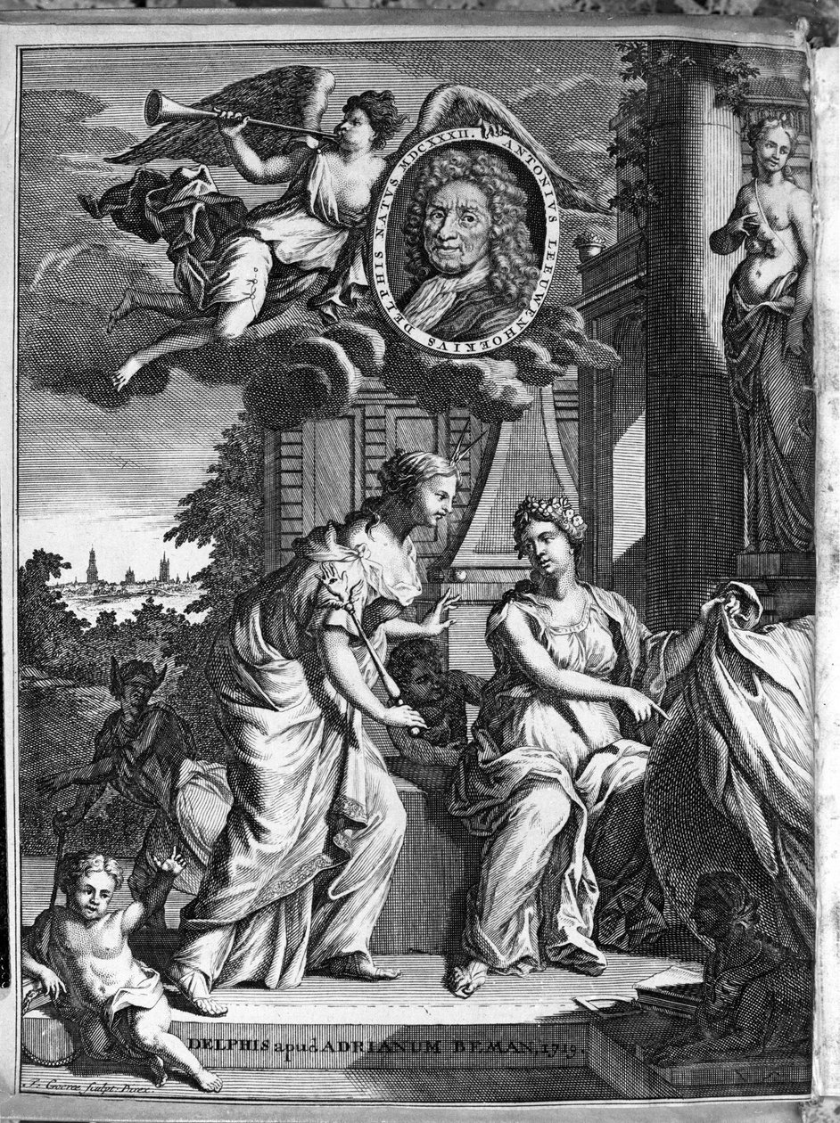 Falsk titel (falsk titel) på det fullständiga arbetet av den holländska handlaren och forskaren Antoine van Leeuwenhoek (eller Leeuvenhoek Leeuwenhoeck) (eller Antoni eller Anthonie) (1632-1723) 1719. av Unknown artist