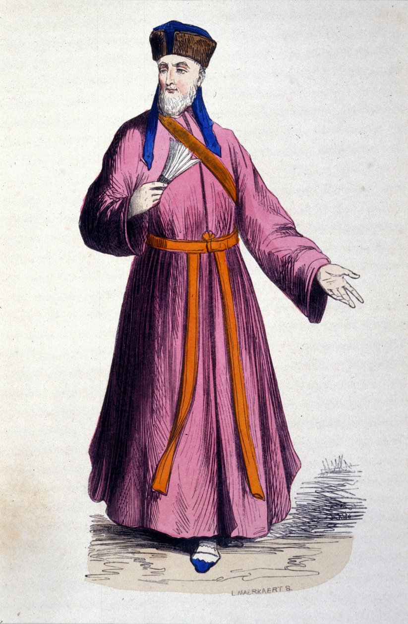 Fader Matteo Ricci (1552-1610), italiensk jesuit, grundare av den katolska missionen i Kina av Unknown artist