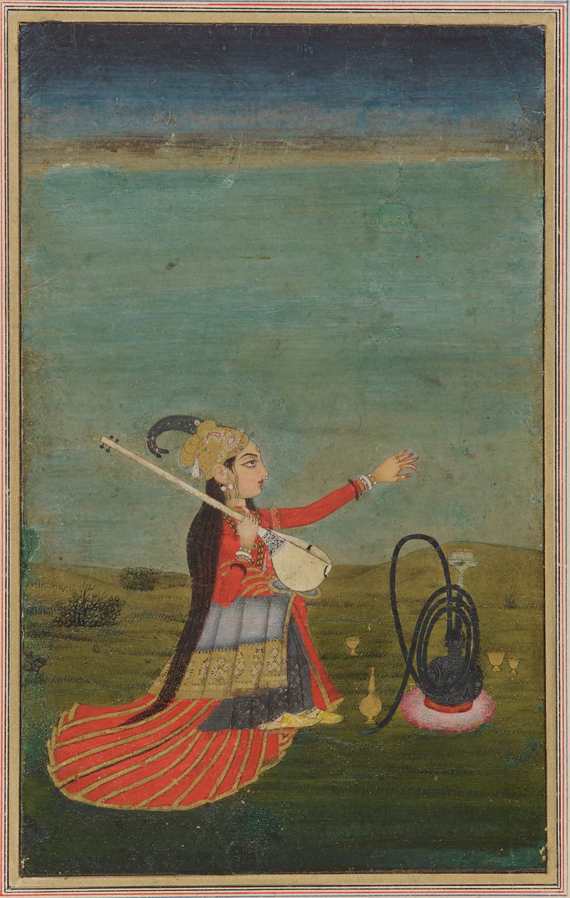 Kvinnlig artist med tanpura av Unknown artist