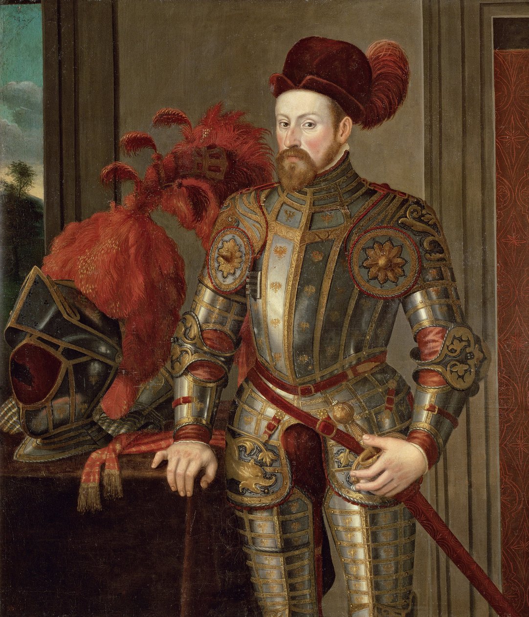 Ferdinand II av Tyrolen (av Habsburg), ärkehertig av Österrike - Porträtt av Ferdinand II (1529-1595), ärkehertig av Österrike, Anonym . Olja på duk, ca 1557. Konsthistoriska museet, Wien av Unknown artist