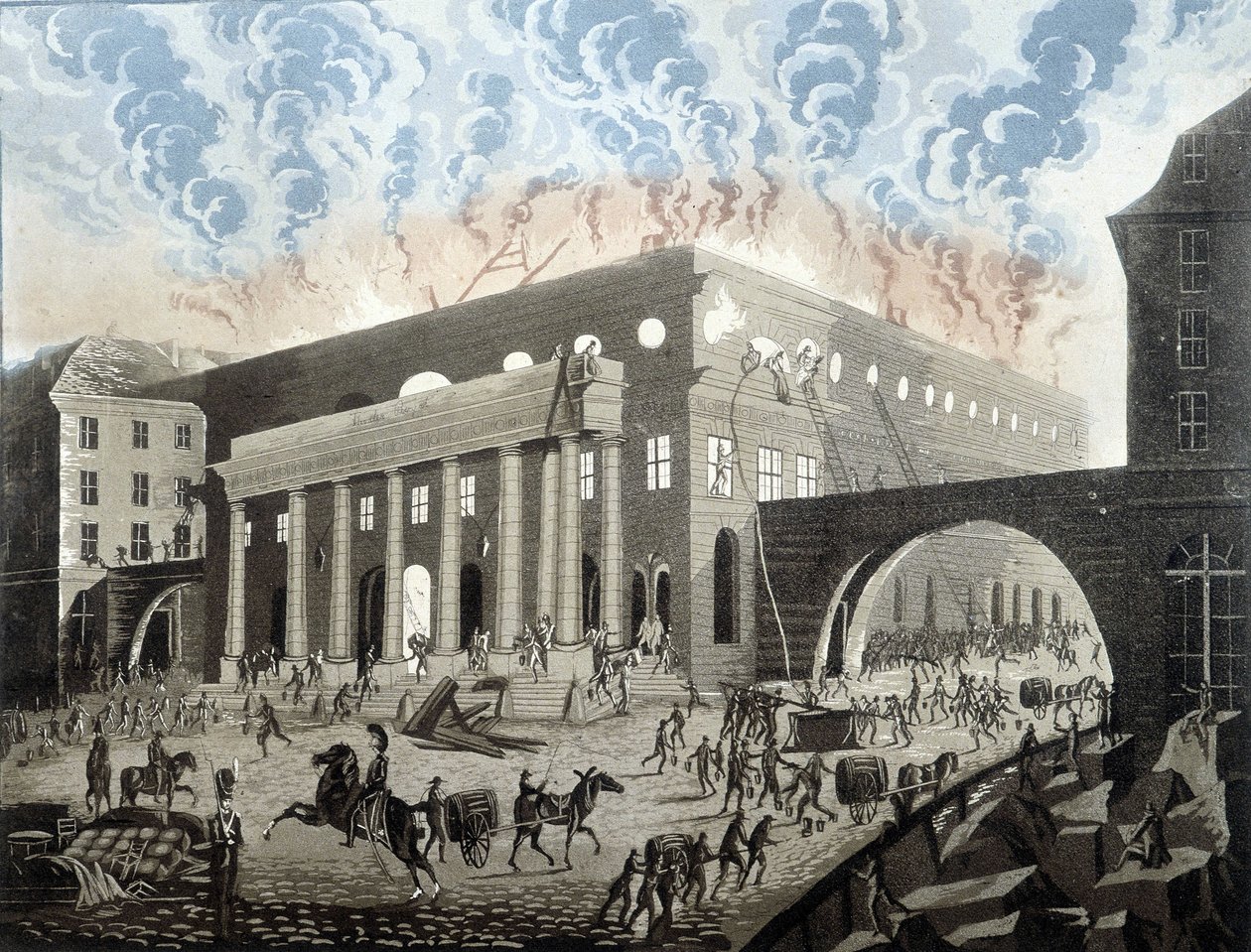 Brand av Odeon i Paris 1820. av Unknown artist