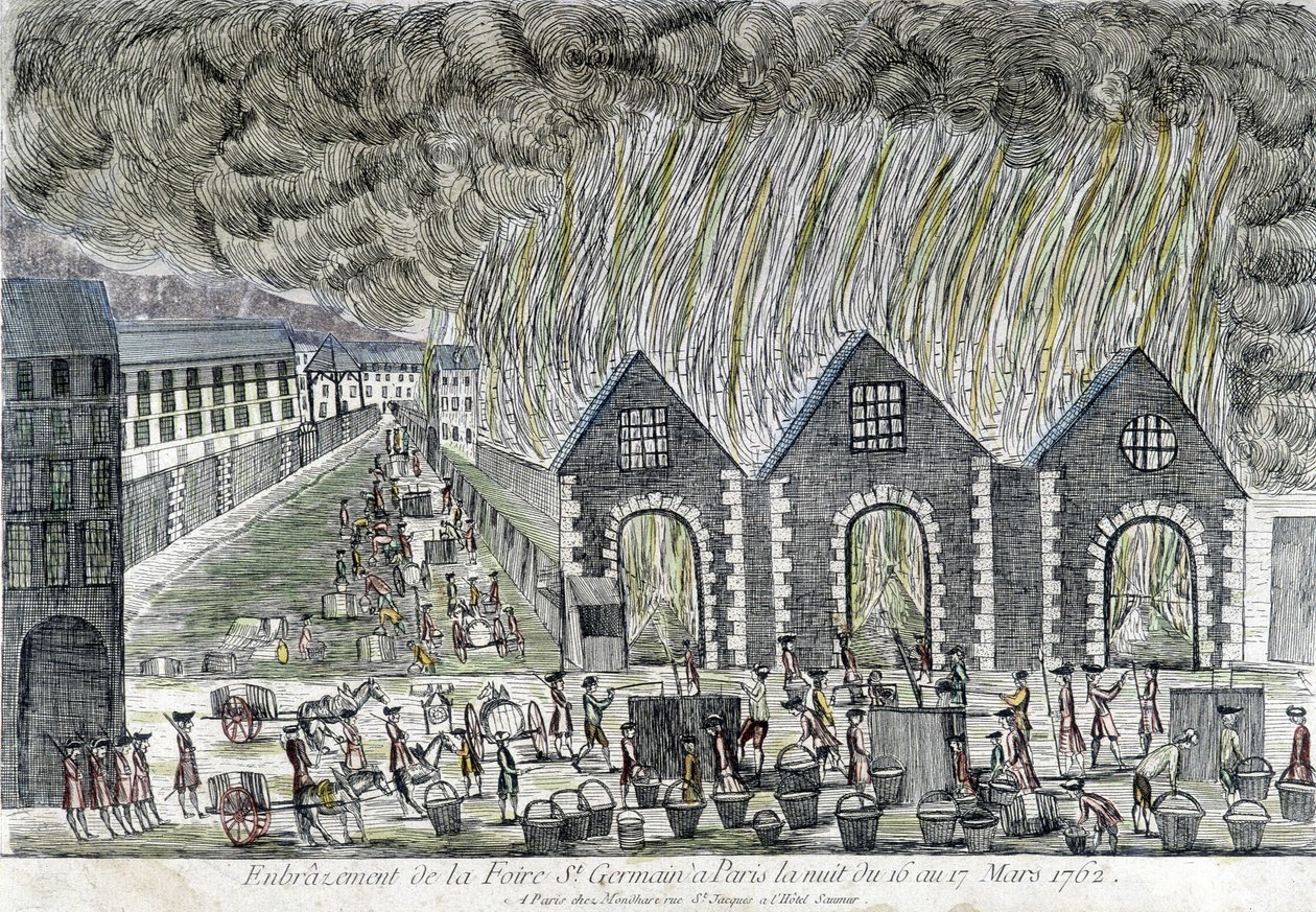 Brand på Saint Germain-mässan i Paris 1762. av Unknown artist