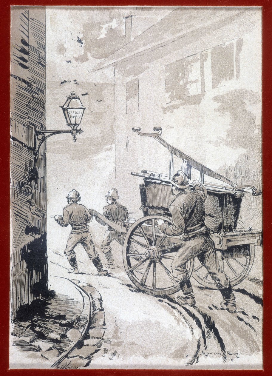 Brandmän: postens avgång - grav., n.d. av Unknown artist