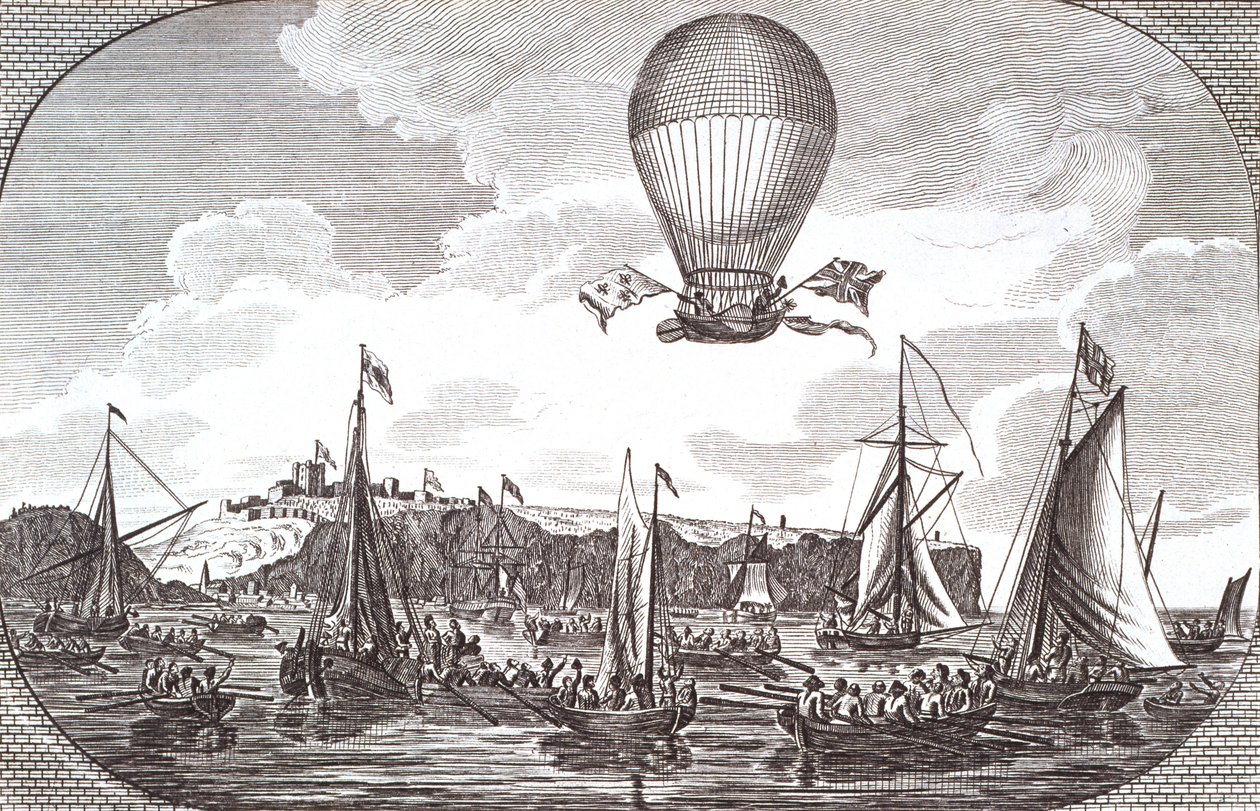 Första flygöverfarten över Engelska kanalen av Unknown artist