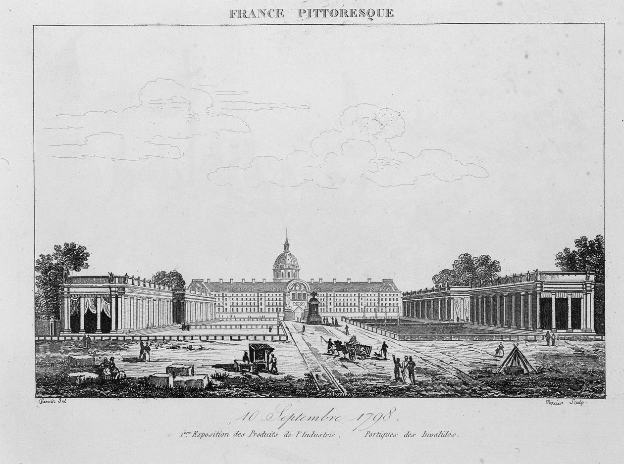 Första utställningen av industriprodukter: Portique des Invalides, 10 september av Unknown artist