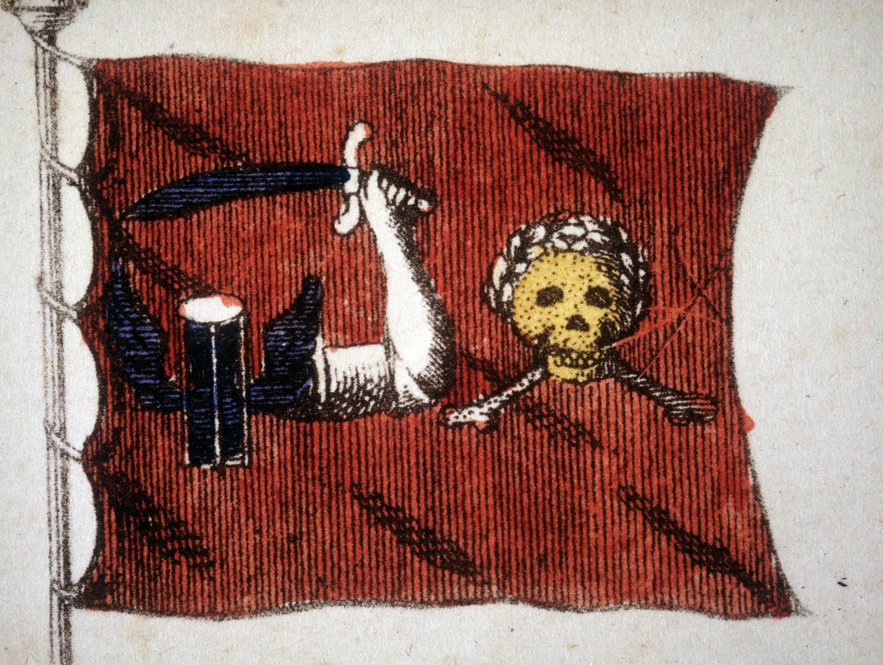 Flagga för de barbariska piraterna, gravyr sent 1700-tal. av Unknown artist