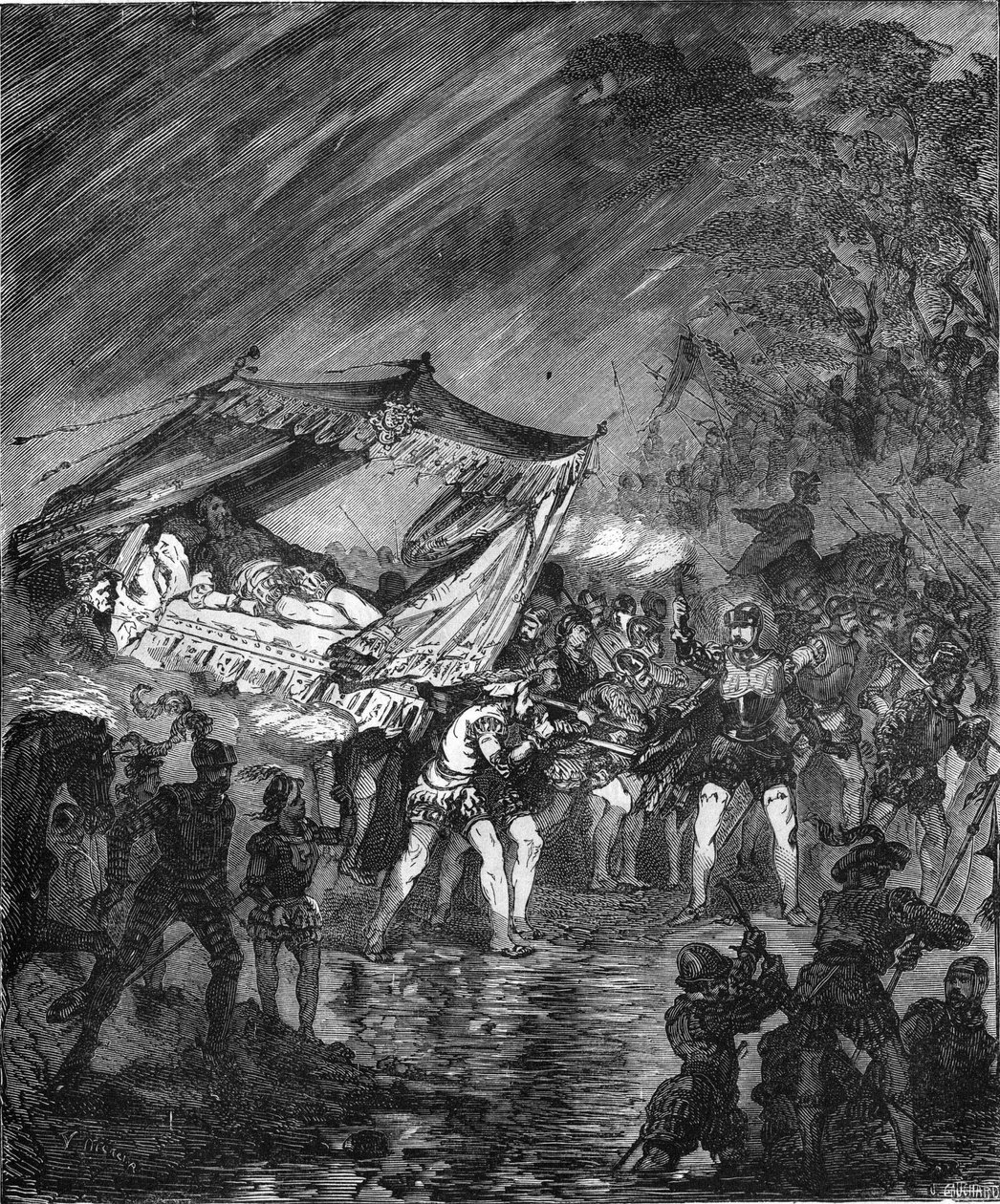 Charles V:s flyg (1500-1558) till Inspruck i Tyskland (1552) av Unknown artist