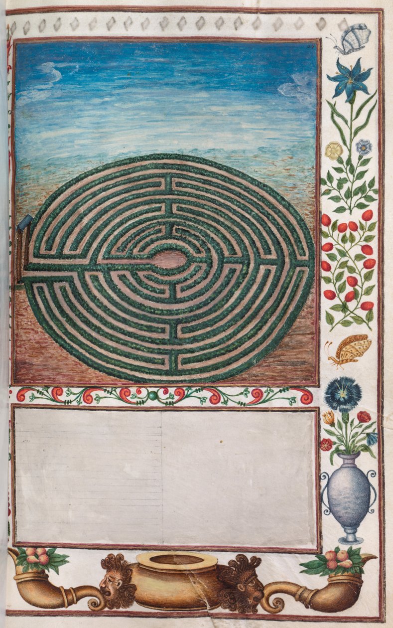 Florilegium: (sidan 15 till höger) labyrintträdgård av Unknown artist