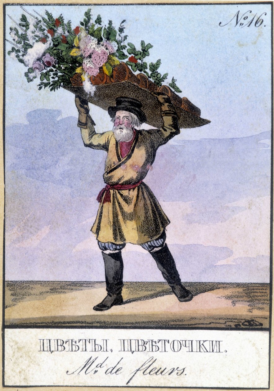 Blomsterhandlare i Ryssland på 1800-talet. av Unknown artist